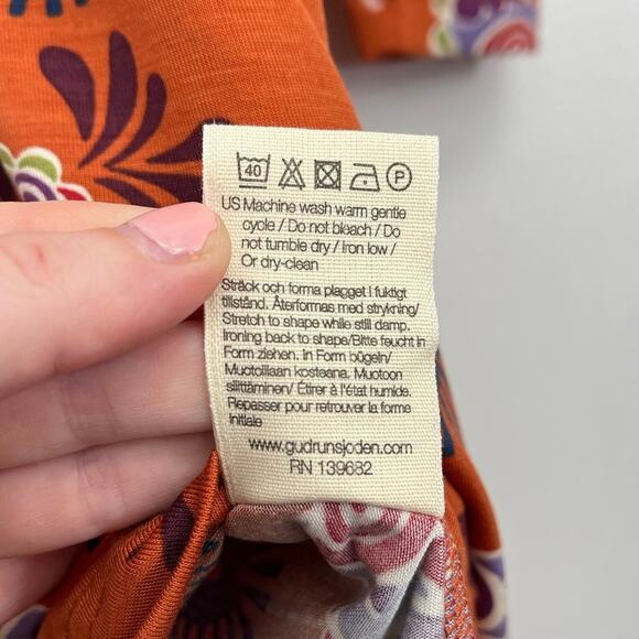 Gudrun Sjödén Maya Colorful Floral Print Stretch Jersey Square Neck Dress Small - Picture 11 of 12